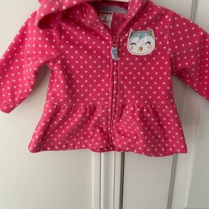 Carter's Pink Polka Dot Baby Hoodie with Owl Patch